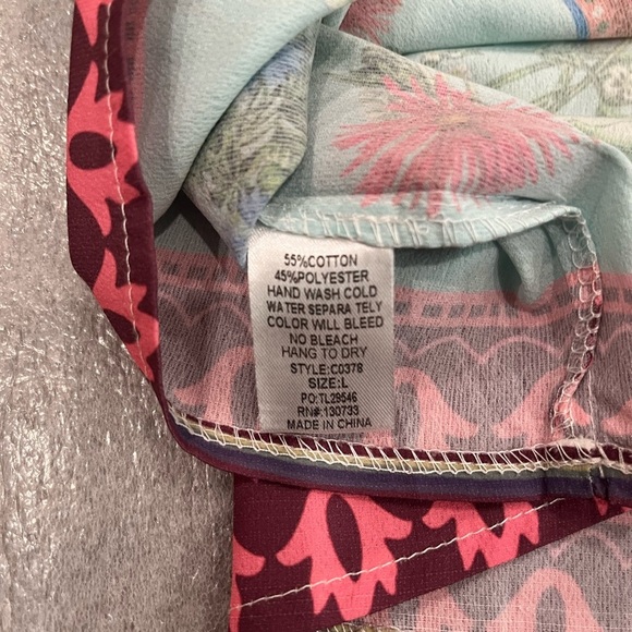 [L]Umgee Off Shoulder floral print top with Bell Sleeves and Drawstring. - Picture 8 of 8